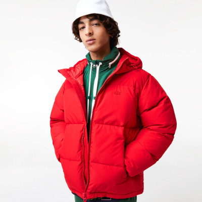 Куртка пуховая красная Lacoste Water-Repellent Puffer Jacket Red, фото