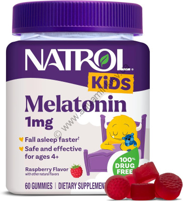Детские жевательные конфеты Натрол (Natrol) с мелатонином ( 1 mg ) для нормализации сна 60 шт, фото