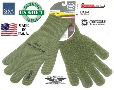 Теплые оливковые вязанные перчатки Корпуса Морской Пехоты США USMC TS-40 Shooting Gloves Olive Drab 8417, фото