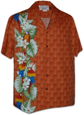 Гавайская рубашка Pacific Legend Men's Single Panel Hawaiian Shirts - 444-3830 Orange, фото
