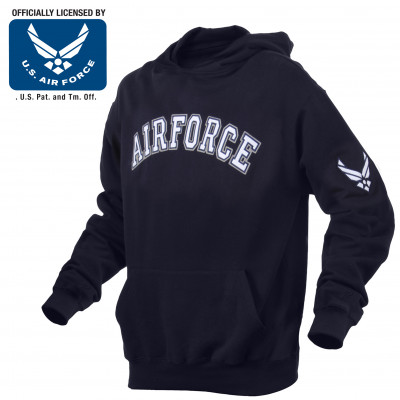 Толстовка с капюшоном с белой надписью «AIR FORCE»  Rothco Military Embroidered Pullover Hoodies Navy Blue / AIR FORCE 2047, фото