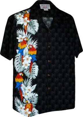 Гавайская рубашка Pacific Legend Men's Single Panel Hawaiian Shirts 444-3830 Black, фото