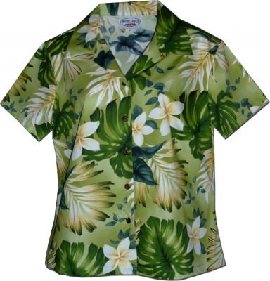 Женская гавайская рубашка Pacific Legend Tropical Monstera Hawaiian Shirts - 348-3688 Sage, фото
