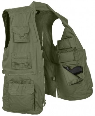Туристический оливковый жилет с карманами для скрытого ношения оружия Rothco Plainclothes Concealed Carry Vest Olive 8567, фото