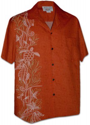 Рубашка гавайская Pacific Legend Men's Single Panel Hawaiian Shirts 444-3828 Tangy, фото