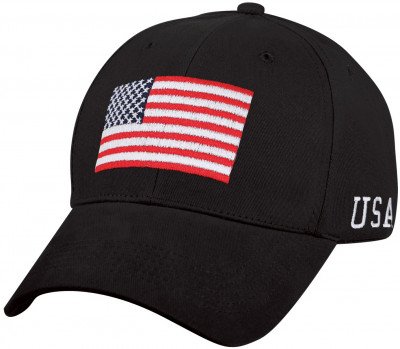 Бейсболка черная с флагом США Rothco USA Flag Low Pro Cap 4619, фото