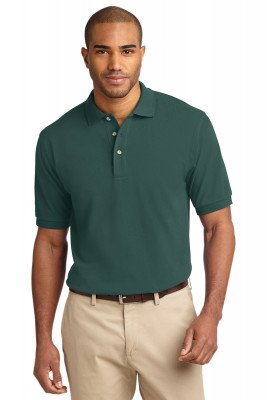Хлопковая мужская темно-зеленая классическая футболка поло Port Authority Men's Pique Knit Polo Dark Green, фото