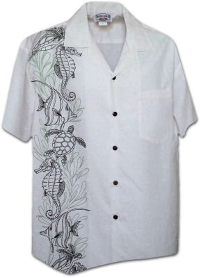 Рубашка гавайская Pacific Legend Men's Single Panel Hawaiian Shirts - 444-3828 Snow, фото