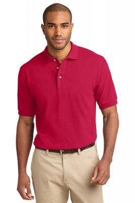 Хлопковая мужская красная классическая футболка поло Port Authority Men's Pique Knit Polo Red, фото