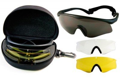 Баллистические очки со сменными линзами Rothco FireTec™ ANSI Tactical Spectacle Kit - Smoke / Clear / Yellow Lens 11337, фото