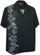 Pacific Legend Men's Single Panel Hawaiian Shirts 444-3828 Charcoal