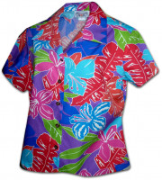 348-3688 Pink Pacific Legend Ladies Fitted Hawaiian Shirt