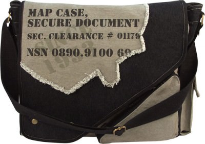 Винтажная черная сумка для карт Rothco Vintage Canvas 2-Tone Imprinted Map Bag Black Grey 9248, фото
