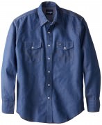 Wrangler Men's Authentic Cowboy Cut Work Western Long-Sleeve Shirt # Indigo