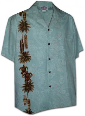 Гавайская рубашка Pacific Legend Men's Single Panel Hawaiian Shirts - 444-3757 Sky, фото