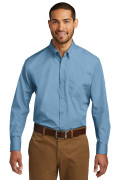 Port Authority Long Sleeve Carefree Poplin Shirt Carolina Blue W100