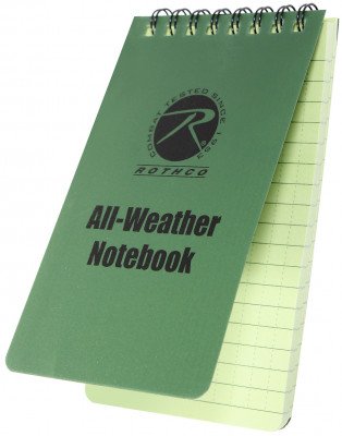 Блокнот тактический водостойкий зеленый Rothco All Weather Waterproof Notebook (10 x 15 см) 4603, фото