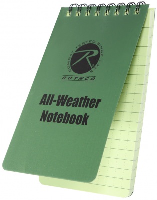 Блокнот оливковый водостойкий Rothco All Weather Waterproof Notebook Olive Drab 8 x 13 см 470, фото