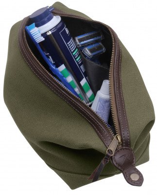Сумка несессер оливковая винтажная хлопковая Rothco Canvas / Leather Travel Kit Olive Drab 9866, фото