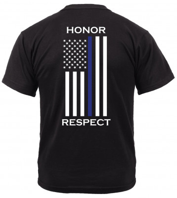 Футболка с флагом США Rothco Honor and Respect 2-Sided Thin Blue Line Flag T-Shirt Black 1844, фото