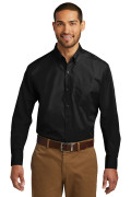 Port Authority Long Sleeve Carefree Poplin Shirt Deep Black W100