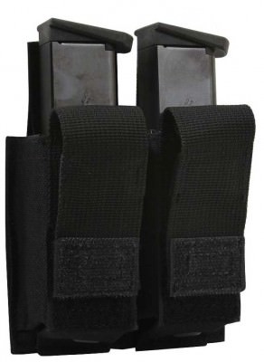 Черный подсумок молле для двух пистолетных магазинов с рамой 9 мм Rothco MOLLE Double Pistol Mag Pouch w/ Insert Black 51001, фото