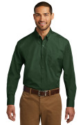 Port Authority Long Sleeve Carefree Poplin Shirt Deep Forest Green W100