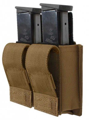 Койотовый подсумок молле для двух пистолетных магазинов с рамой 9 мм Rothco MOLLE Double Pistol Mag Pouch w/ Insert Coyote 51001, фото