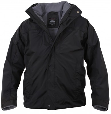 Куртка черная нейлоновая всесезонная с флисовой курткой Rothco All Weather 3 in 1 Jacket Black 7704, фото