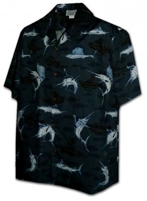 Гавайская рубашка Pacific Legend Matched Front Men's Hawaiian Shirts - 442-3773 Black, фото