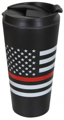 Термокружка с белым американским флагом с красной пожарной полосой США Rothco US Flag Travel Cup 1288, фото