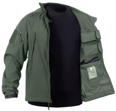 Куртка софтшел оливковая скрытое ношение оружия Rothco Concealed Carry Soft Shell Jacket Olive Drab 55585, фото