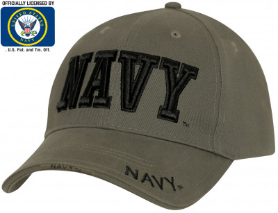 Лицензированная оливковая бейсболка Военно-Морского Флота США Rothco Deluxe Navy Low Profile Cap Olive Drab 3941, фото