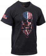 Rothco US Flag Bearded Skull T-Shirt Black 10812