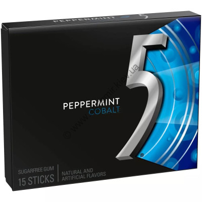 Жевательная резинка Wrigley's 5 GUM Sugar Free Chewing Gum Peppermint Cobalt 15 стиков, фото