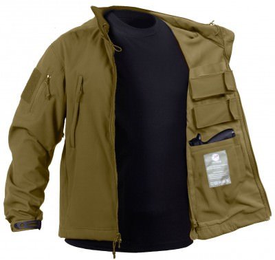 Куртка софтшел койот скрытое ношение оружия Rothco Concealed Carry Soft Shell Jacket Coyote Brown 55485, фото