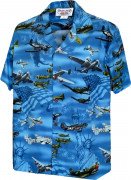 Men's Plane of Liberty Blue Hawaiian Cotton Shirt 410-3820 Blue