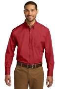 Port Authority Long Sleeve Carefree Poplin Shirt Rich Red W100