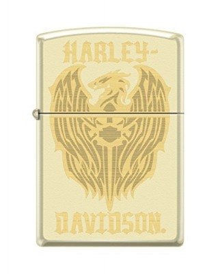 Zippo Harley-Davidson Eagle Wings Pocket Lighter Cream Matte, фото