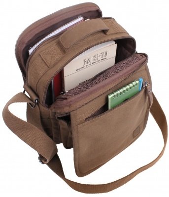 Сумка хлопковая коричневая для планшета и документов Rothco Everyday Work Shoulder Bag Brown 2360, фото