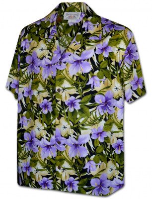 Гавайская рубашка мужская Pacific Legend Men's Hibiscus Garden Hawaiian Shirt 410-3956 Purple, фото