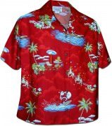 Pacific Legend Santa Christmas Hawaiian Shirts 346-3650 Red