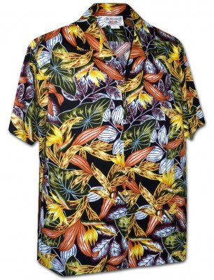 Черная мужская гавайская рубашка (гавайка) производства США с цветами Pacific Legend 410-3968 Black, фото