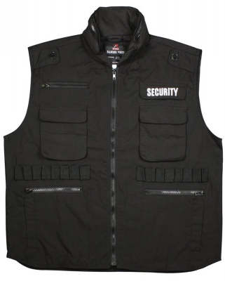 Жилет черный многофункциональный с капюшоном с надписями SECURITY Rothco Security Ranger Vest 7457, фото