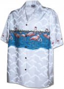 Pacific Legend Men's Border Hawaiian Shirts - 440-3701-White