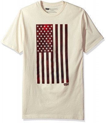 Футболка Levi's Men's Woosah T-Shirt with American Flag Cream, фото