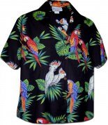 Pacific Legend Jungle Parrot Hawaiian Shirts - 346-3531 Black