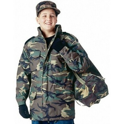 Детская куртка M-65 с утепляющей подстежкой лесной камуфляж Rothco Kid's M-65 Field Jacket Woodland Camo 7660, фото