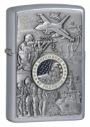 Zippo Military Lighter - Chrome w/ Freedom Logo