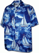 Men's Hawaiian Shirts Allover Prints 410-3610 Navy